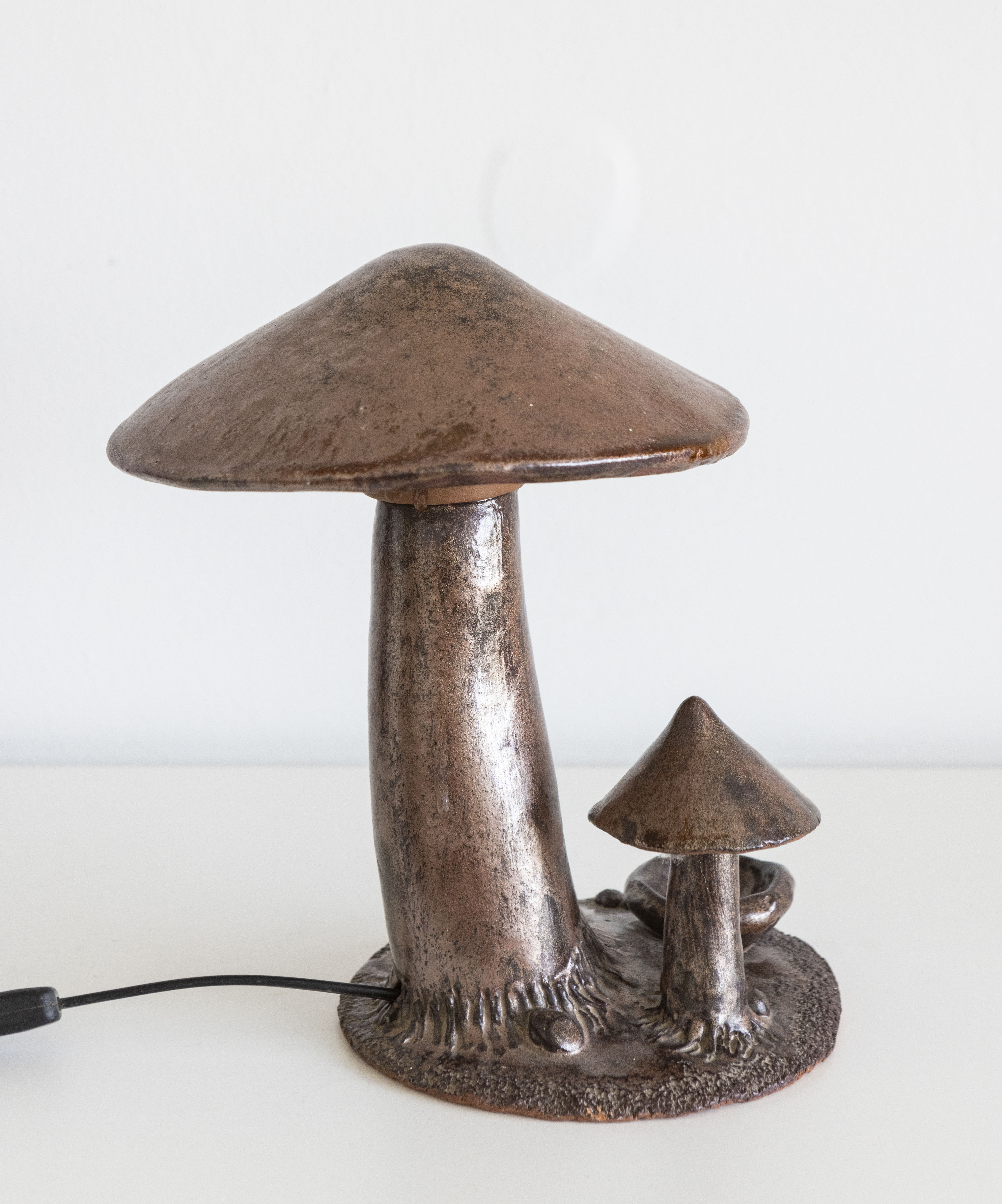 Lampe céramique champignons années 70