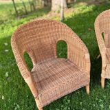 Lot deux fauteuils osier enfant vintage