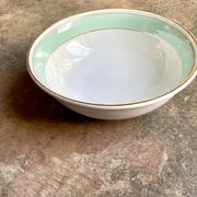 Luneville salad bowl in water-green and gilded opaque porcelain