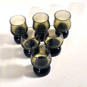 Set of 6 vintage smoked glass shot glasses from Italy, 1970-1980.