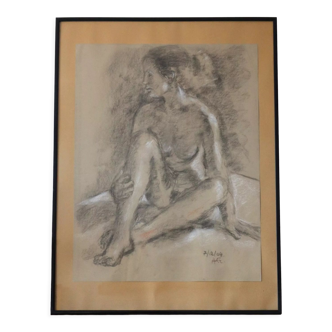 Dessin femme nue assise