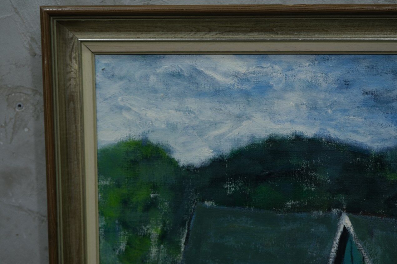 Kai christensen, scandinavian modern painting, 1960s, oil on canvas, framed