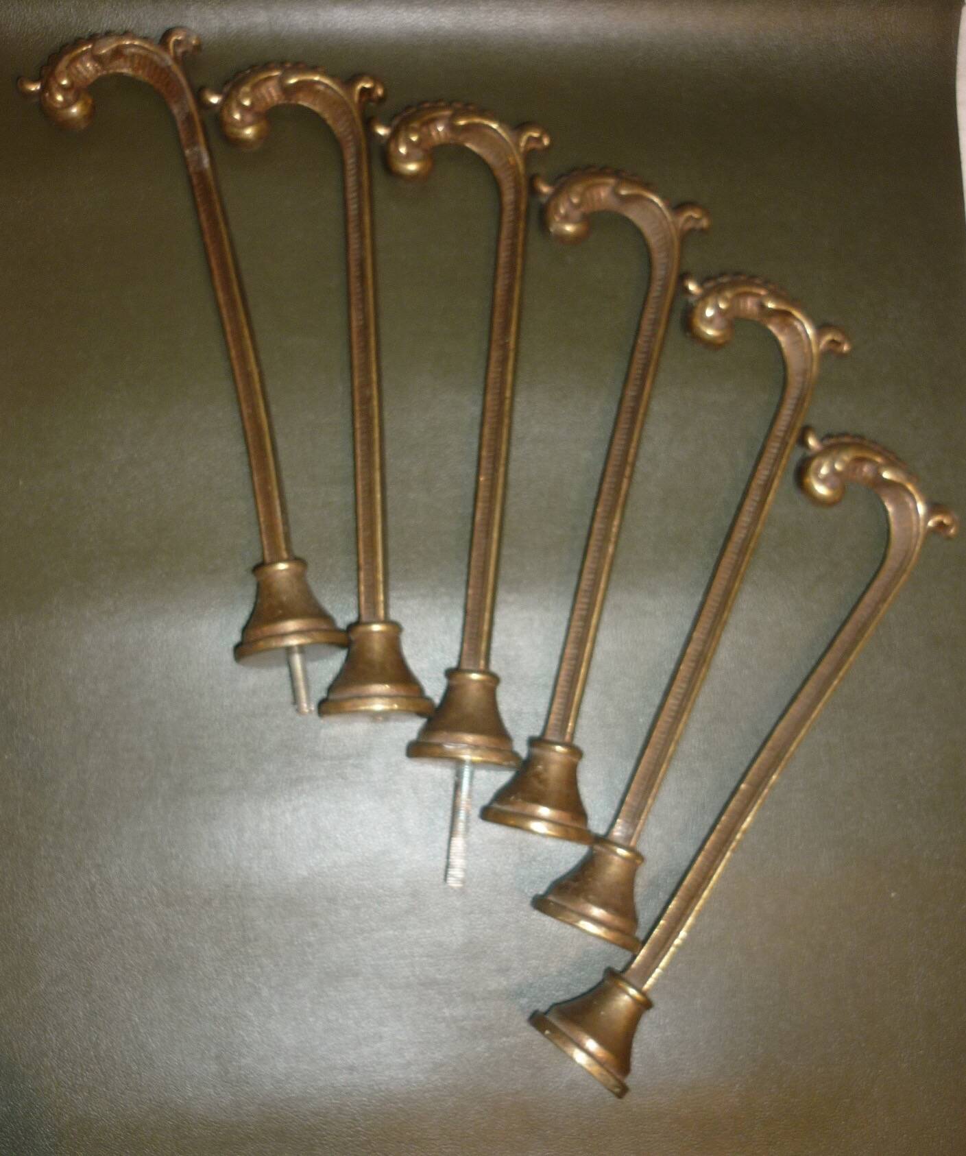 Pairs of 2 old brass tieback hooks