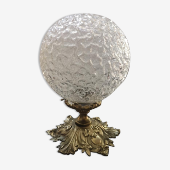 Old ceiling lamp ball suspension brass glass Art Deco 1930 TBE Ø 20 cm