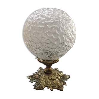 Old ceiling lamp ball suspension brass glass Art Deco 1930 TBE Ø 20 cm