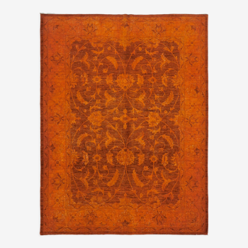 Hand-Knotted Anatolian Vintage 1970s 275 cm x 355 cm Orange Wool Carpet