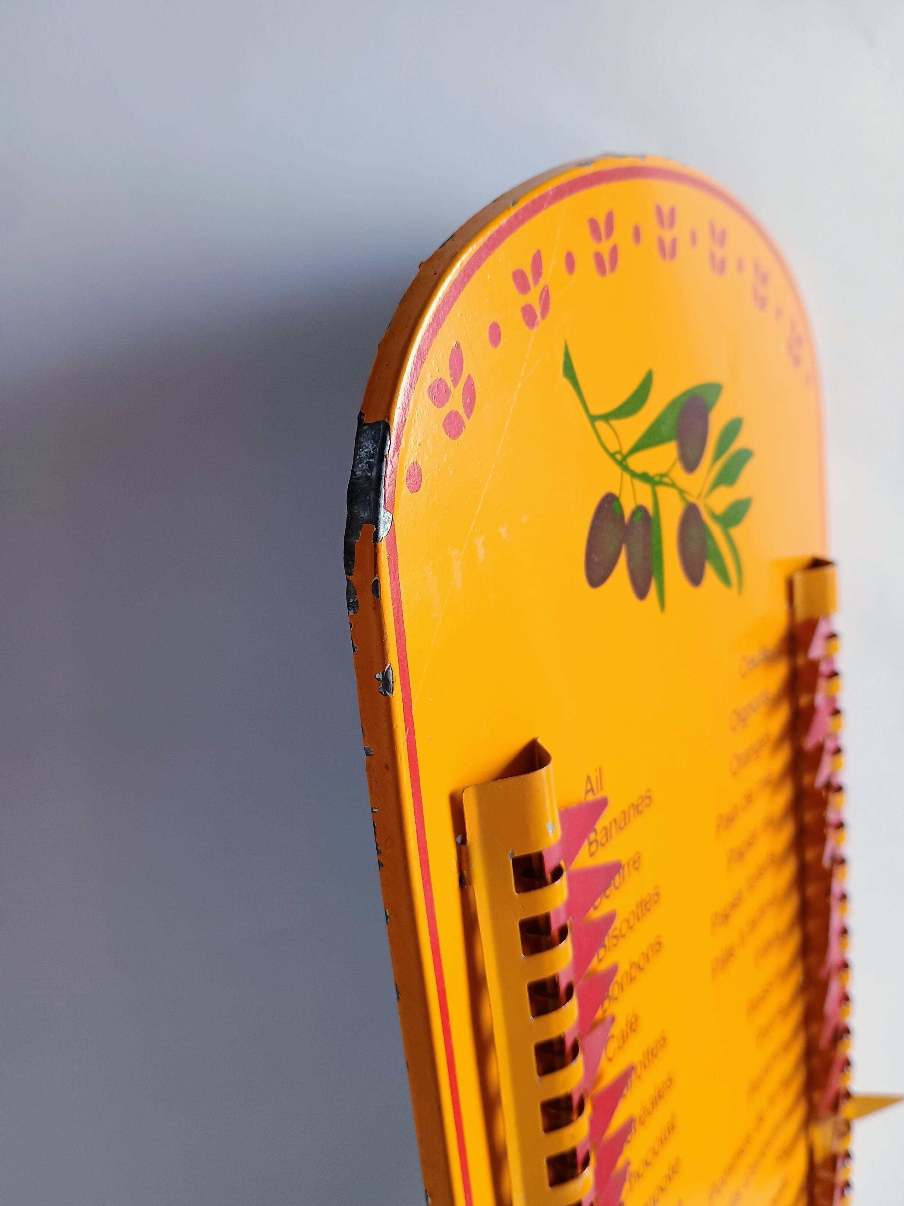 Vintage Provençal sheet metal commission list organizer