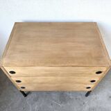 Three-drawer commode ARP — Minvielle, oak and lacquered metal, France, years