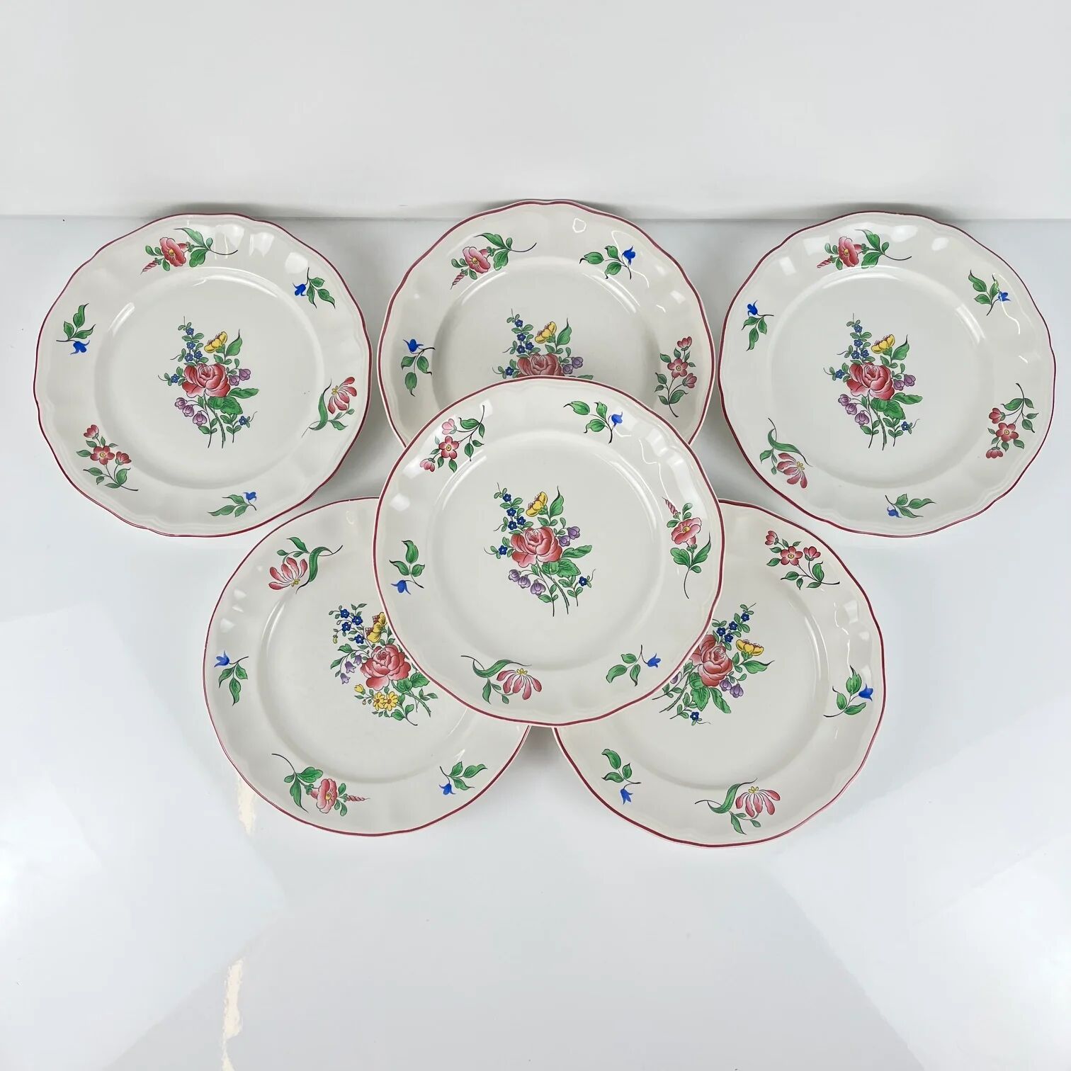 Set de 6 assiettes à dessert KG Lunéville – modèle Réverbère