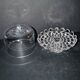 Antique cheese dome on a diamond moulded crystal stand, 1920, marked registered.