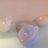 Suite of six cups in polychrome opaline Arcopal 60s/70s