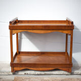 Wooden service with wheels, rolling trolley, rolling bar, wooden lounge furniture, vintage