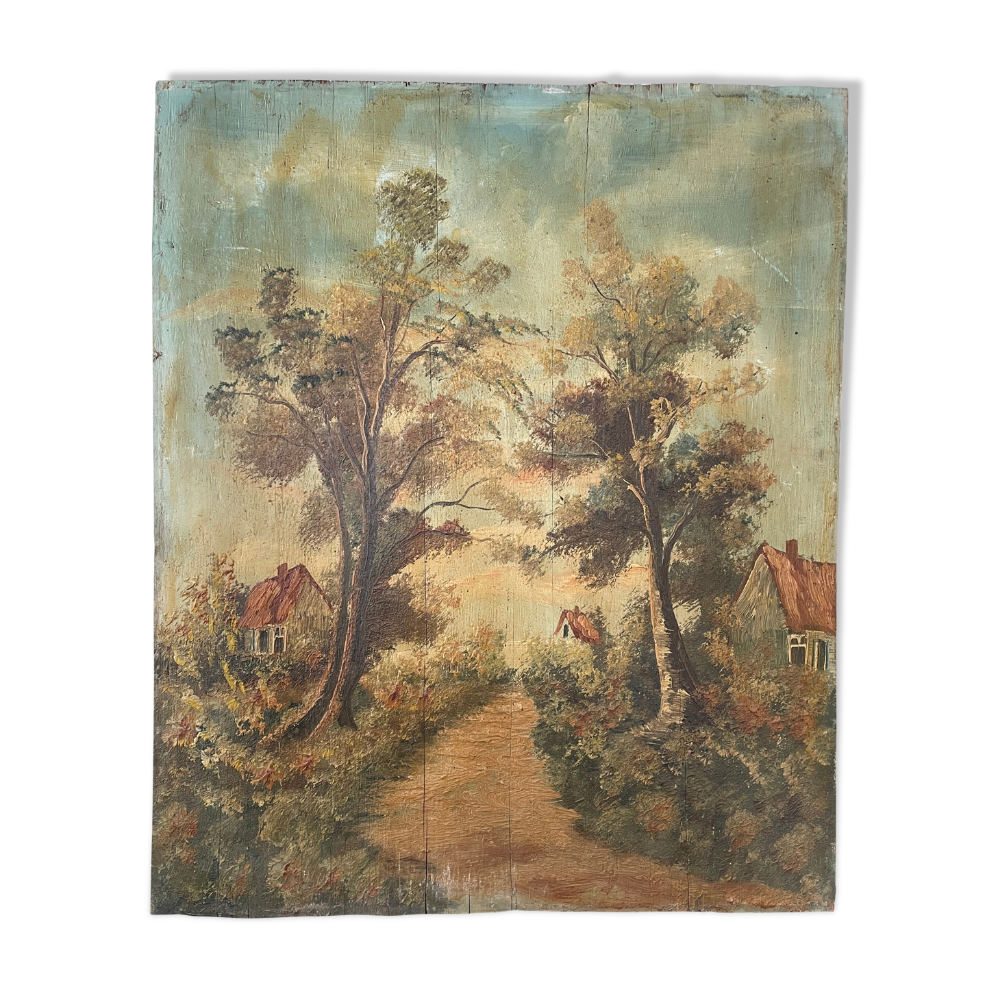 Ancient oil on wood painting