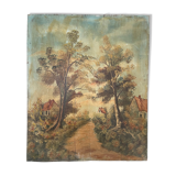 Ancient oil on wood painting