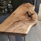 Console en noyer avec pieds en acier
