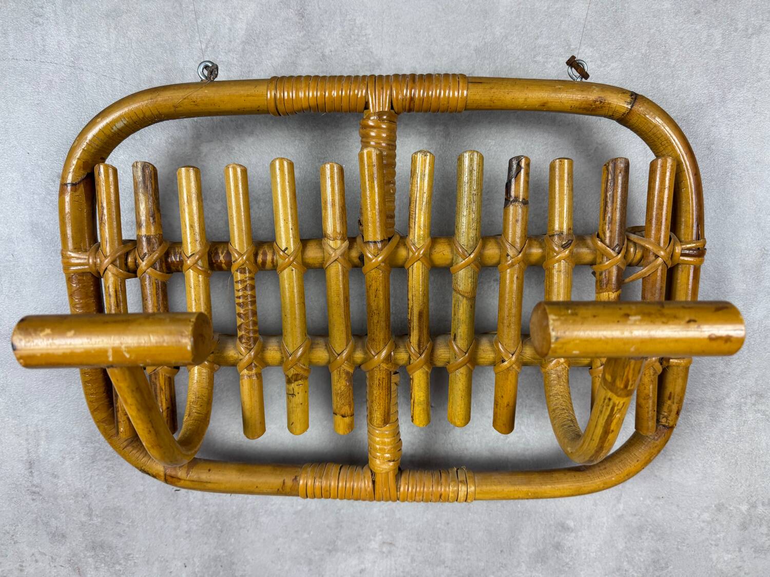 60s Rattan Coat Rack Italy Olaf Von Bohr Style