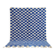 Handmade pure wool Moroccan rug in blue and white, size 1.5/2.5 m.
