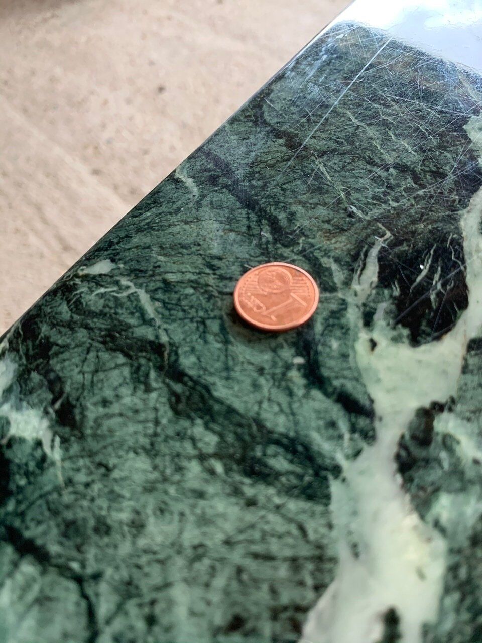 Coffee table in green marble and brass circa 50/60
