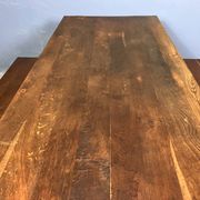 Oak dining table with 2 benches Minimalist Brutalist Wabi Sabi
