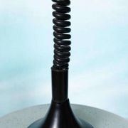 1980s Memphis glass suspension, vintage pull switch lamp.