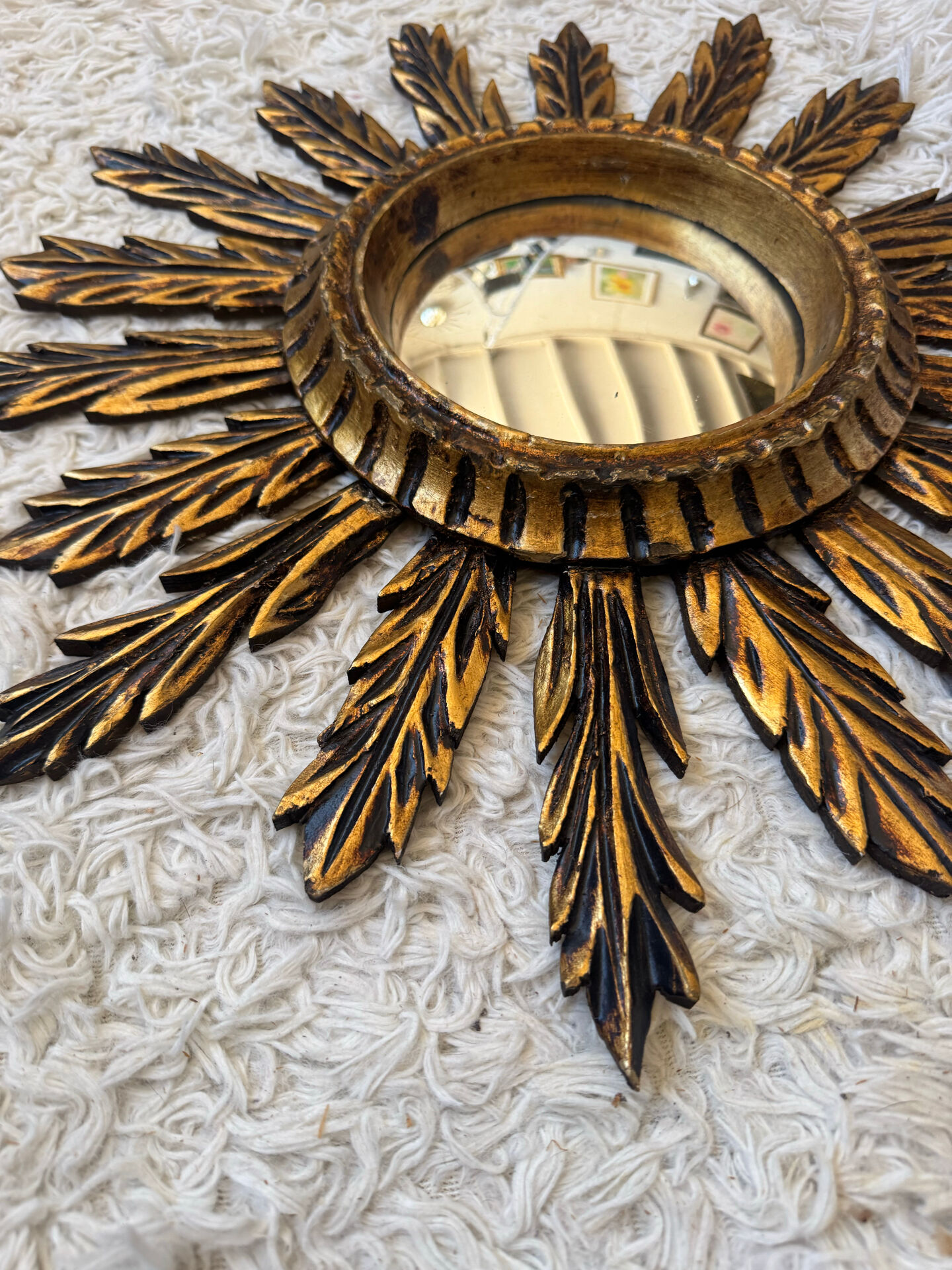 Miroir convexe doré ancien