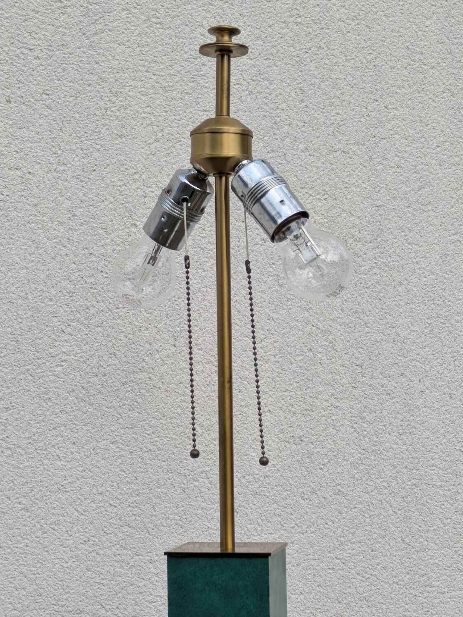 Pied de lampe vintage Jean Roche, 1980, laiton & vert