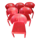 Suite de 6 chaises Cassina en cuir rouge
