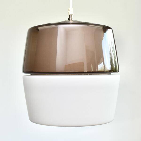 Suspension en verre fumé Peill & Putzler des années 1960, moderne du milieu du siècle, moderniste | lampe de plafond vintage MCM en bloc de couleur violet améthyste