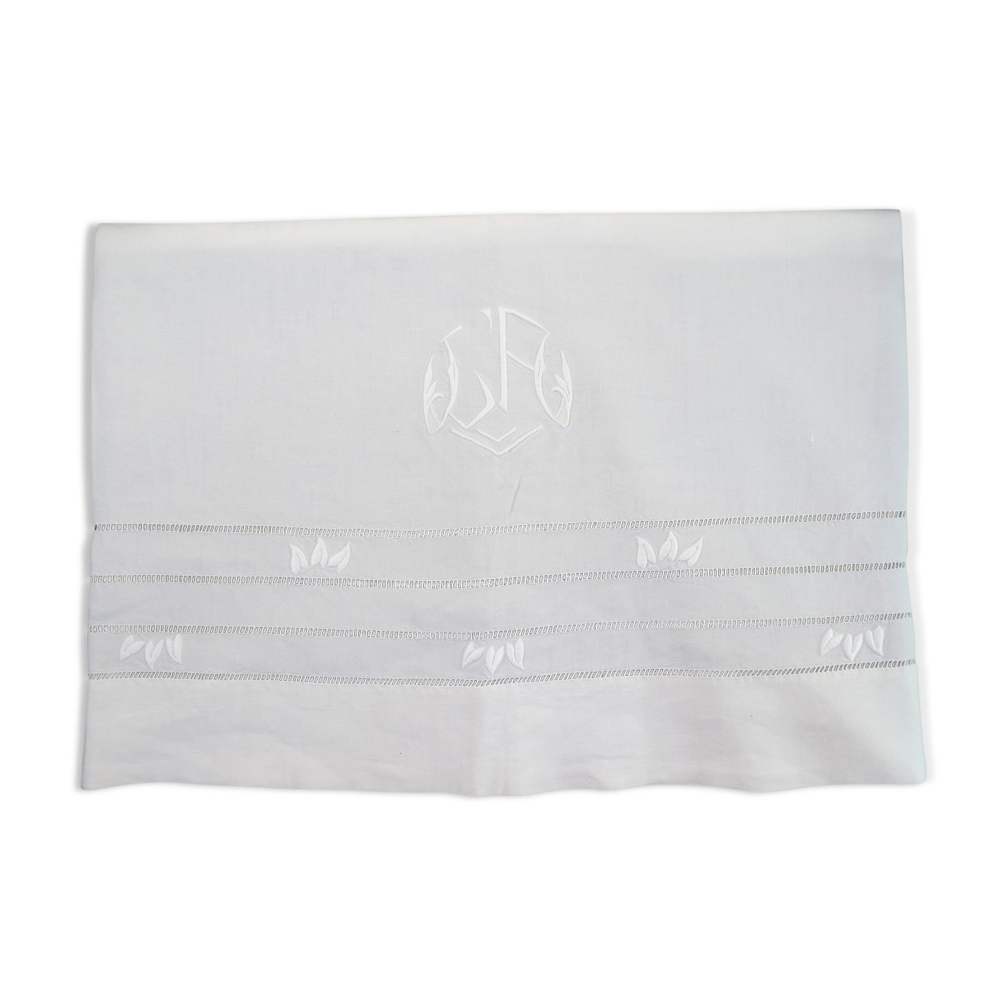 Old Linen Sheet monogram LA