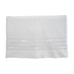 ancien drap en lin monogramme