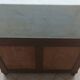 Antique walnut and white marble bathroom cabinet
