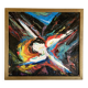 Petite peinture abstraite vintage de paysage, signée Axel, années 1970.