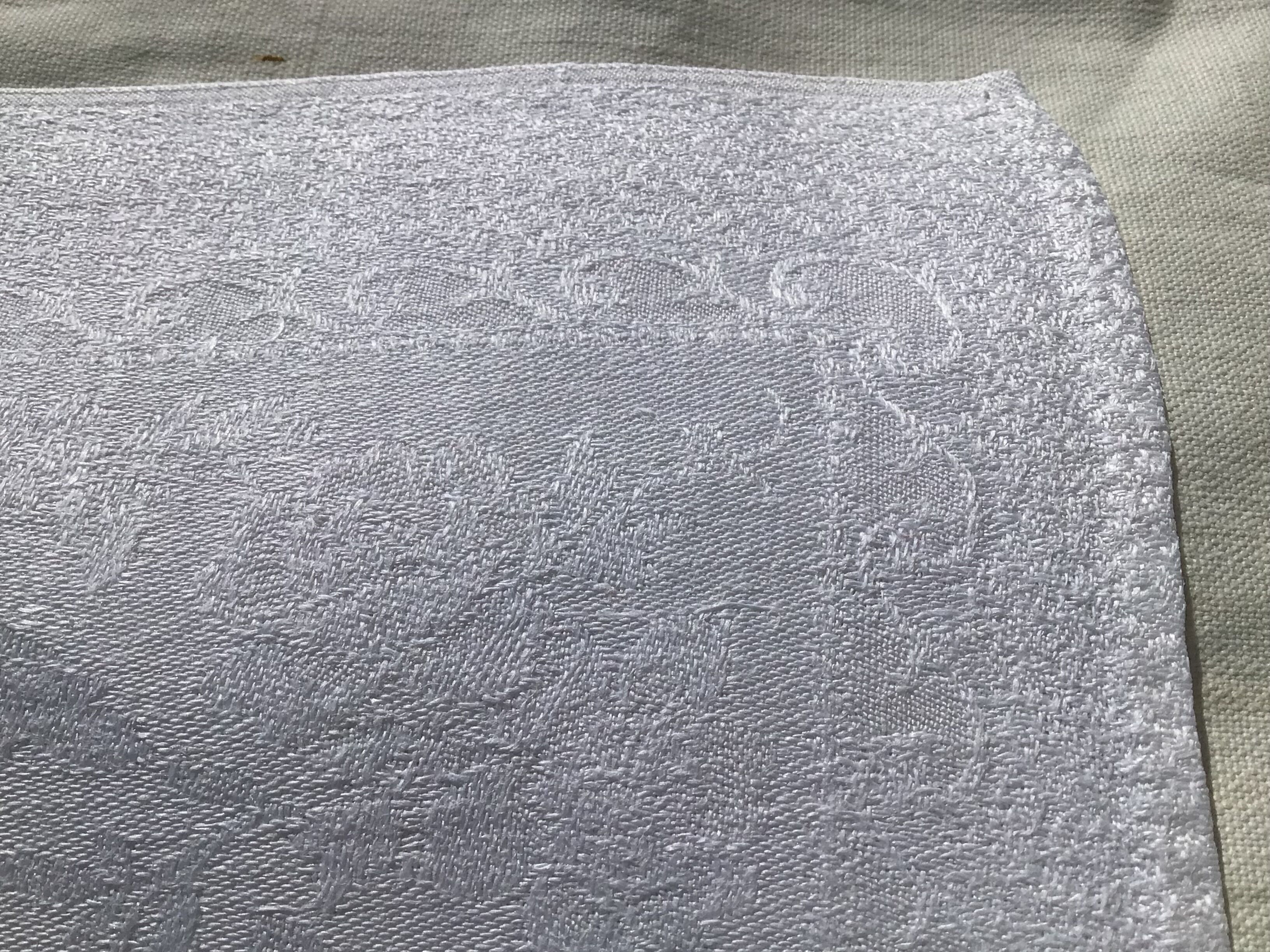 AP embroidered square tablecloth with 6 towels