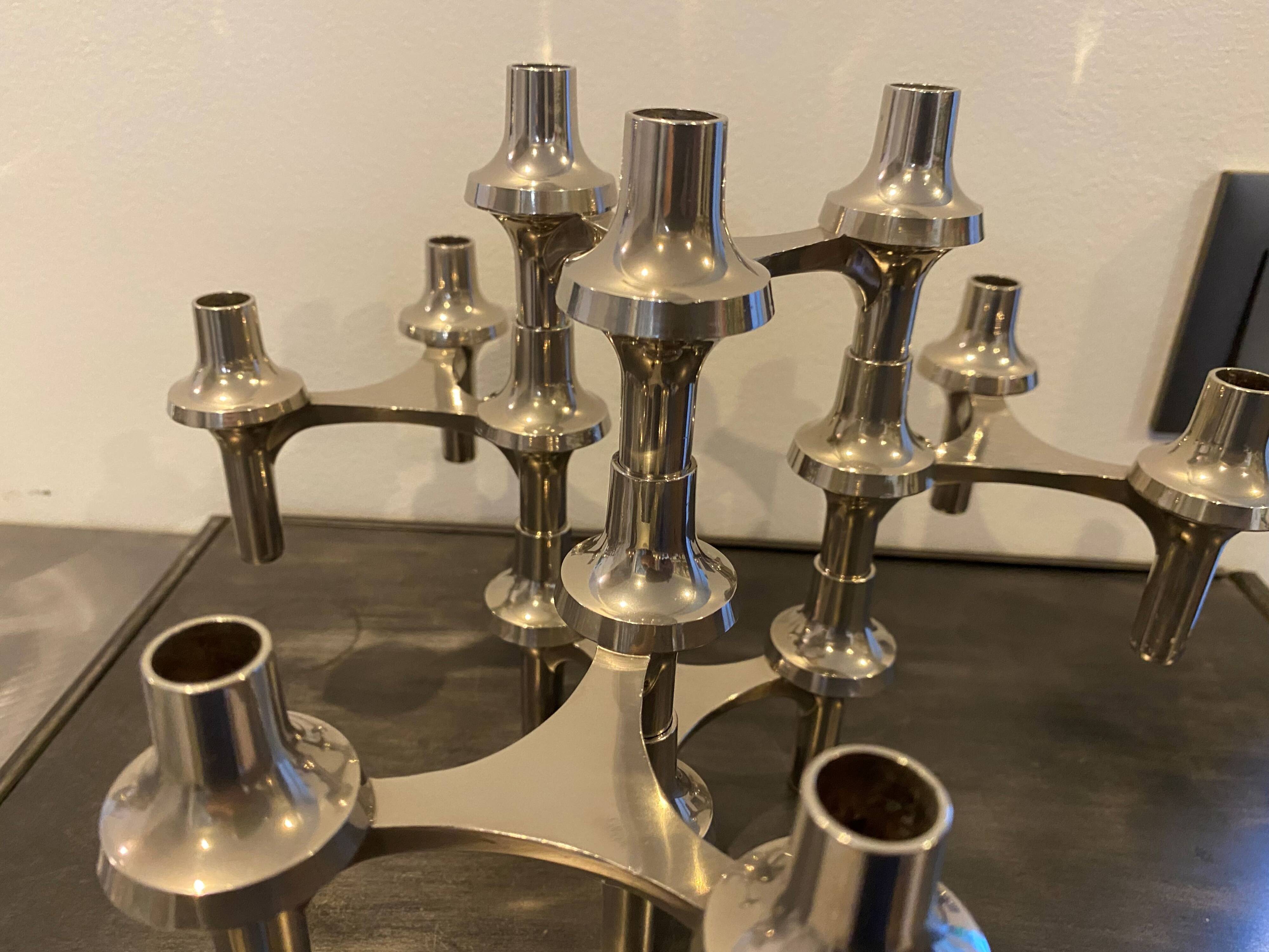 Set of 5 modular candlesticks variant NAGEL BMF vintage 1970