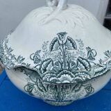 Soupière ancienne en faïence de St Amand décor floral Lebacqz Bouchard