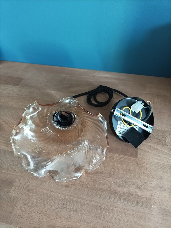 Suspension lampshade corole smoked glass lace