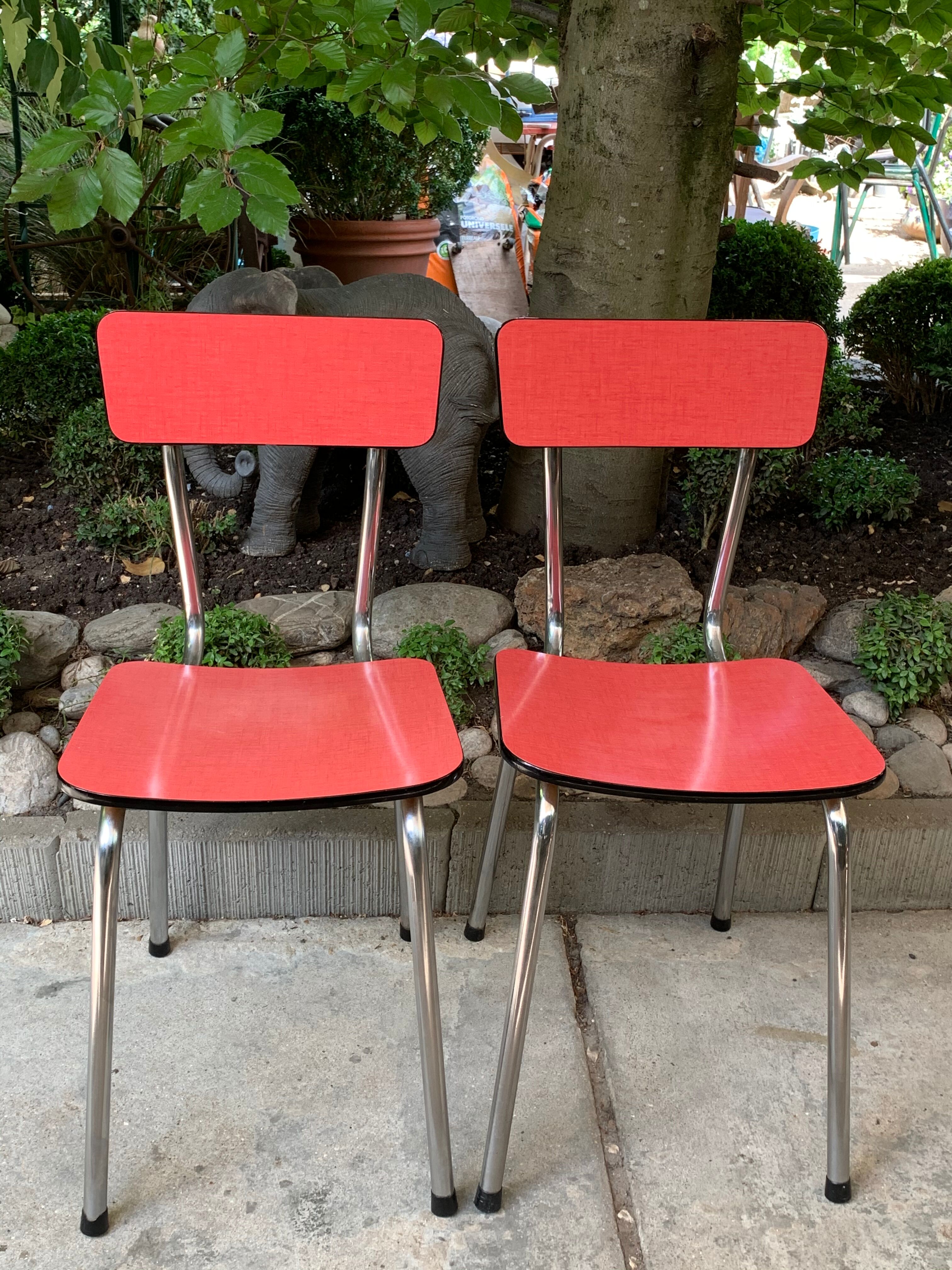Red formica chairs