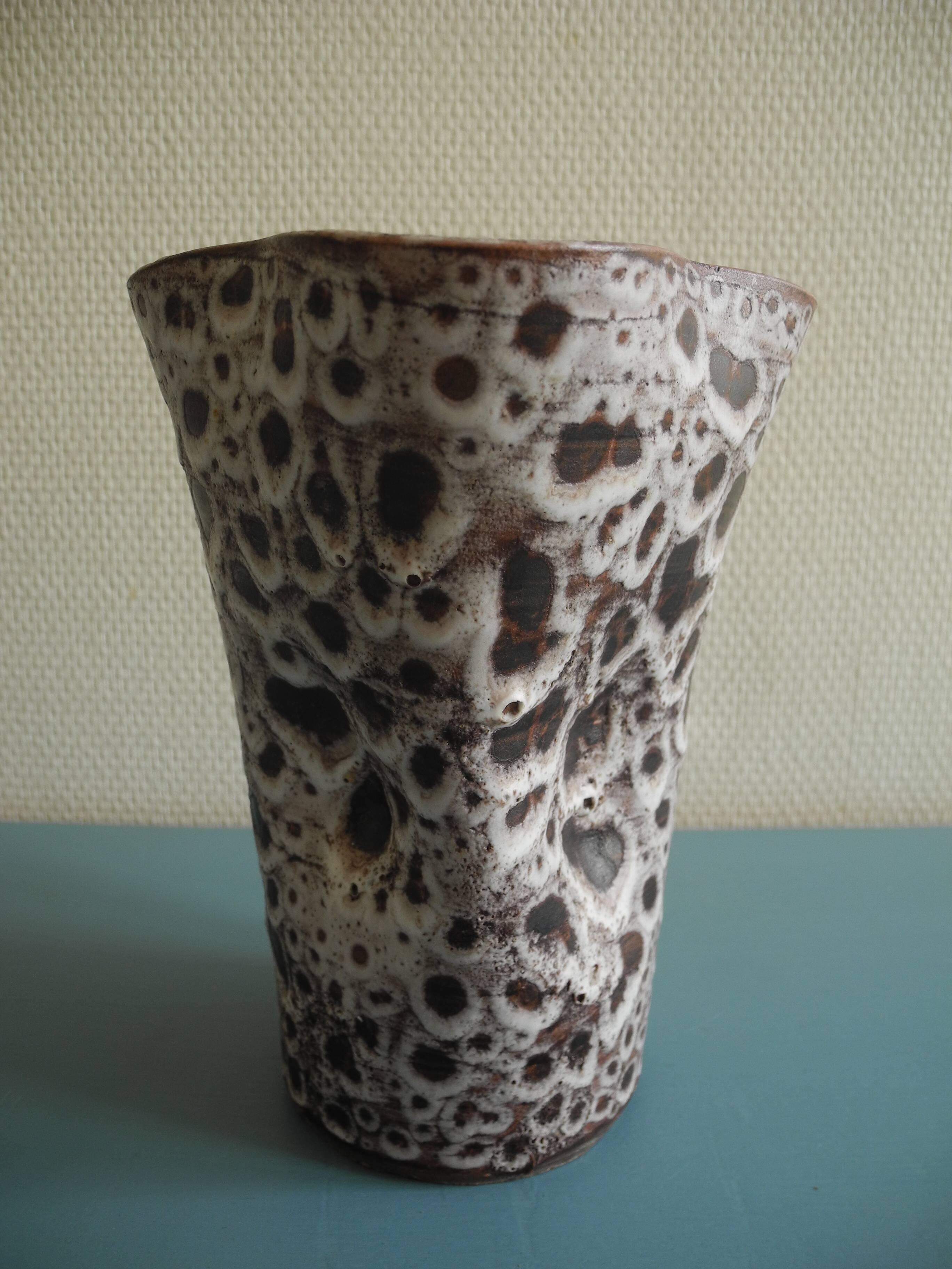 ceramic vase Vallauris fat lava vintage deco glazed ceramic vase 50s