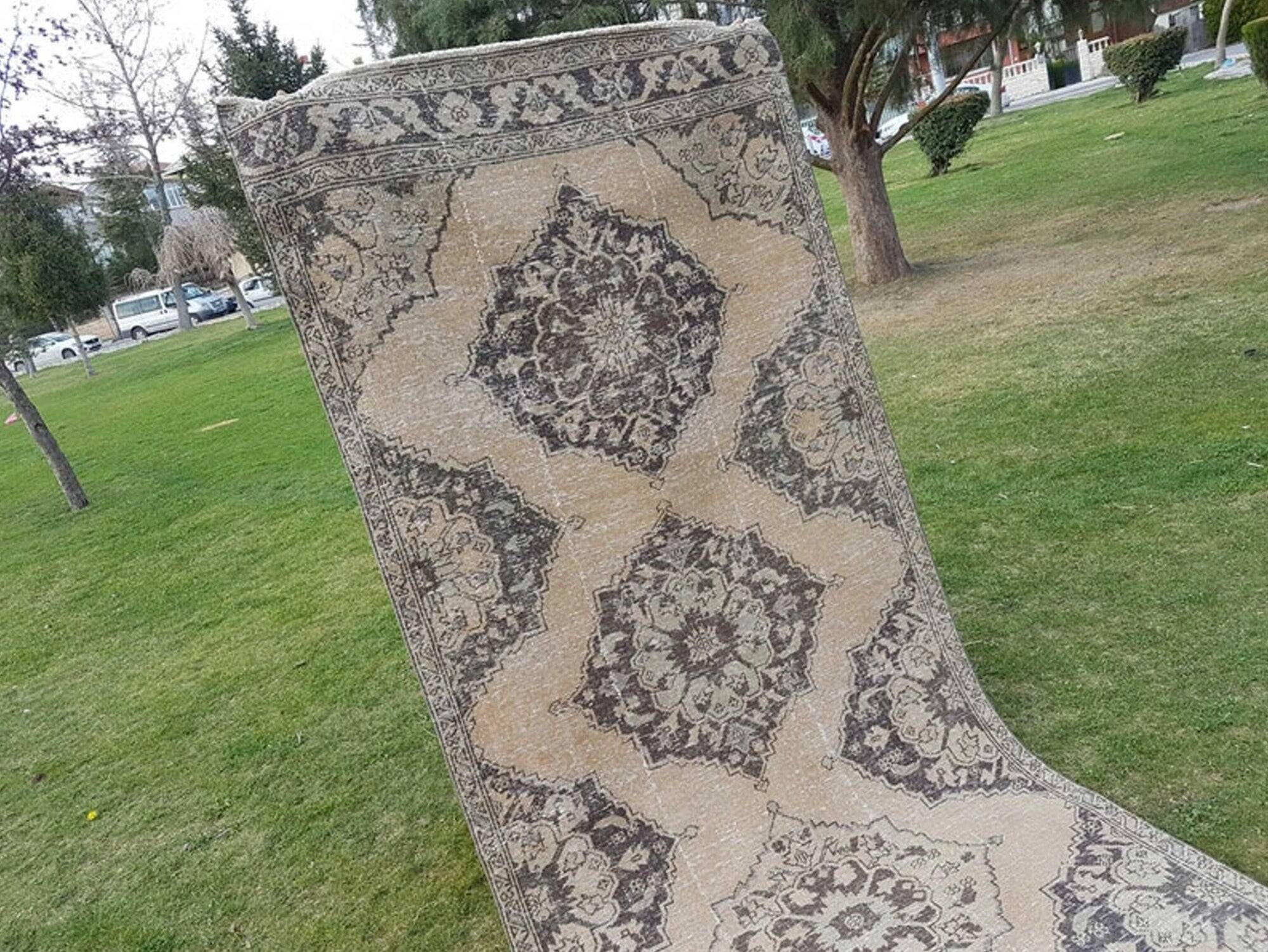 Vintage Turkish hallway rug 119x395 cm