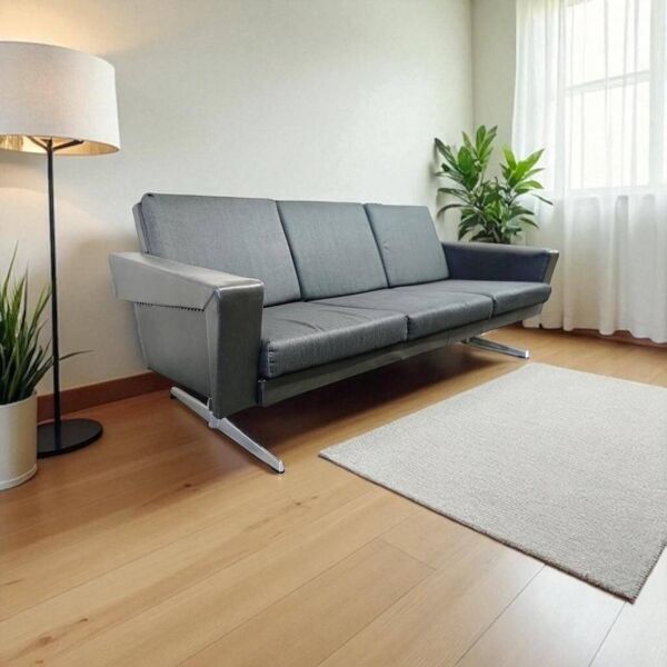 Fauteuil / canapé / canapé vintage des années 70 avec cadre chromé