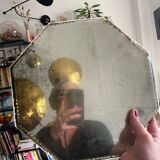 Mirror, antique octagonal tray.