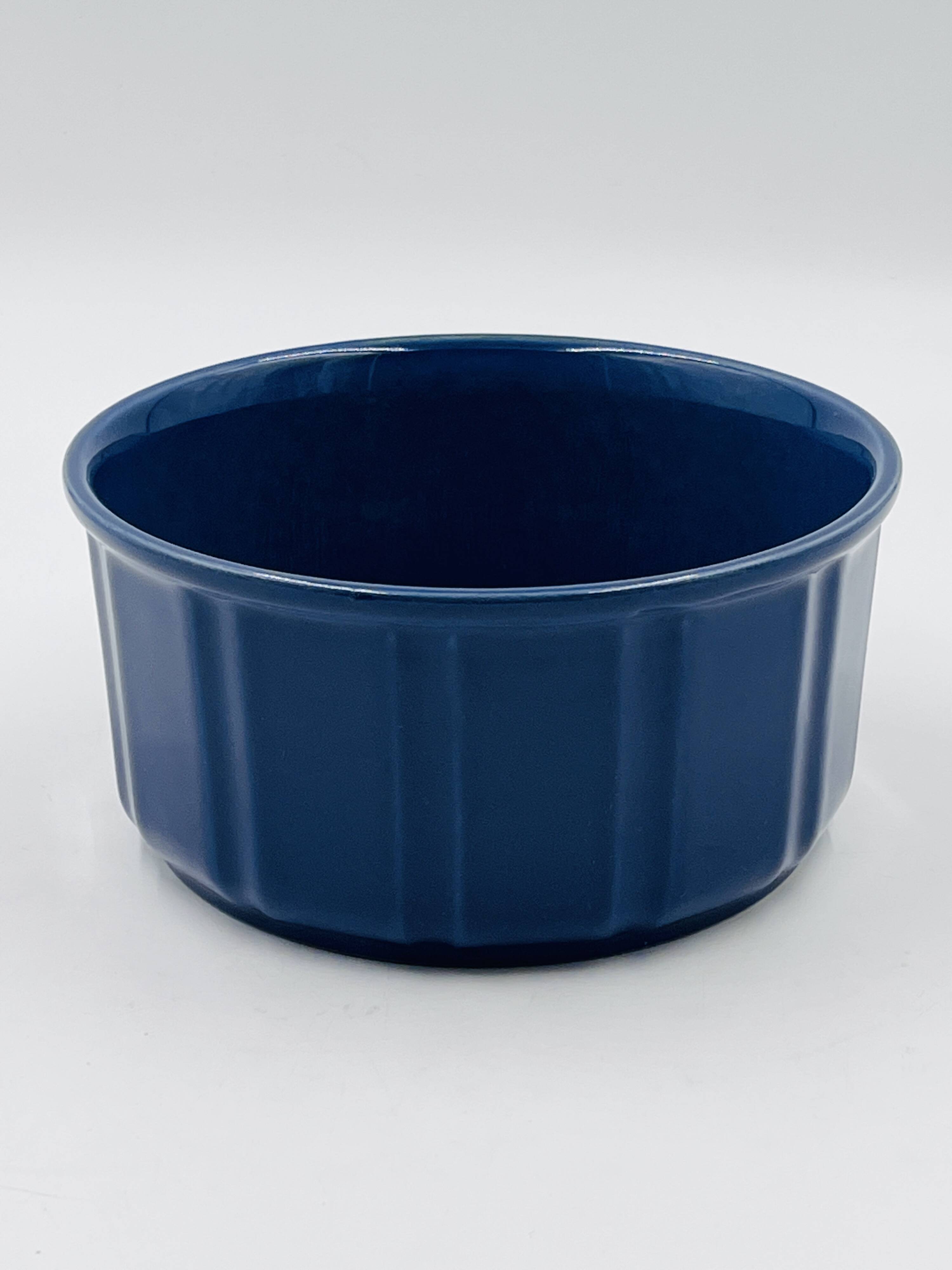Vintage blue glazed ceramic gratin dish from the 1970s.