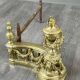 Pair of gilded bronze andirons, Louis XVI style, 20th century