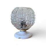 Ceiling light or globe wall light, moulded glass, 14 cm, porcelain rose.