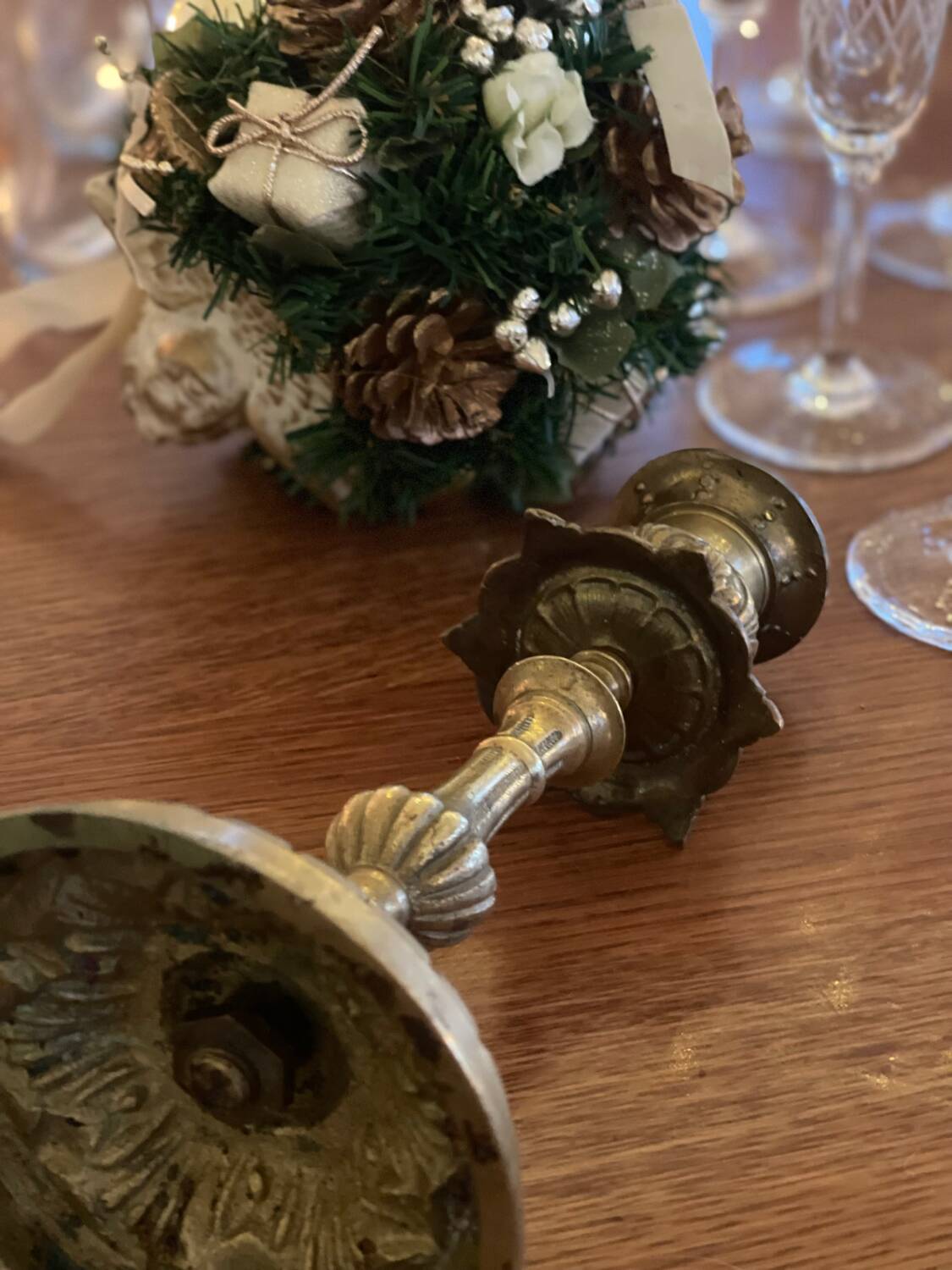 Old bronze candle holder