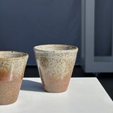 Set of 2 cups in Indonesian ceramic (brown & speckled glazed matte)