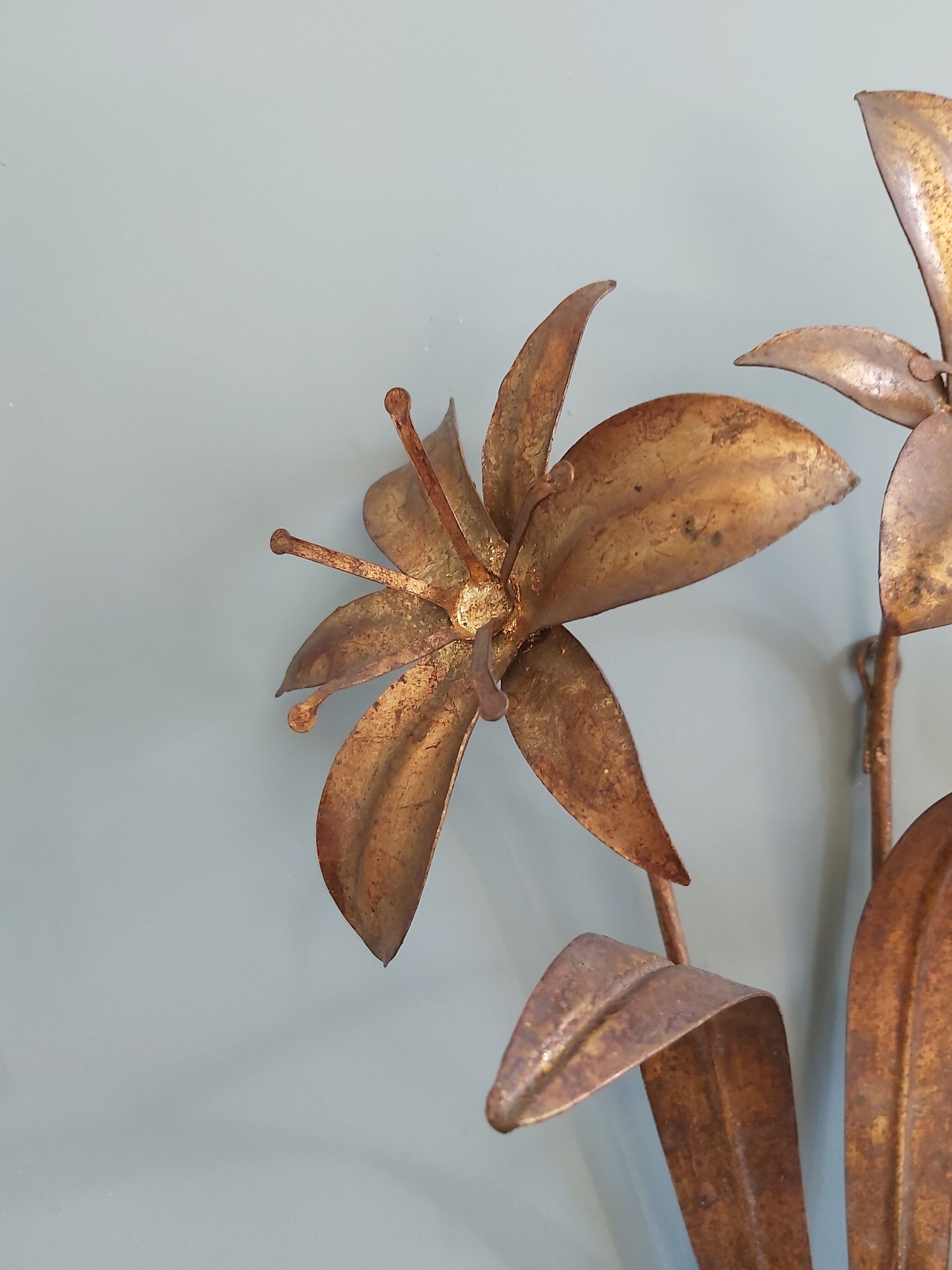 Vintage gold metal wall lamp, 70s