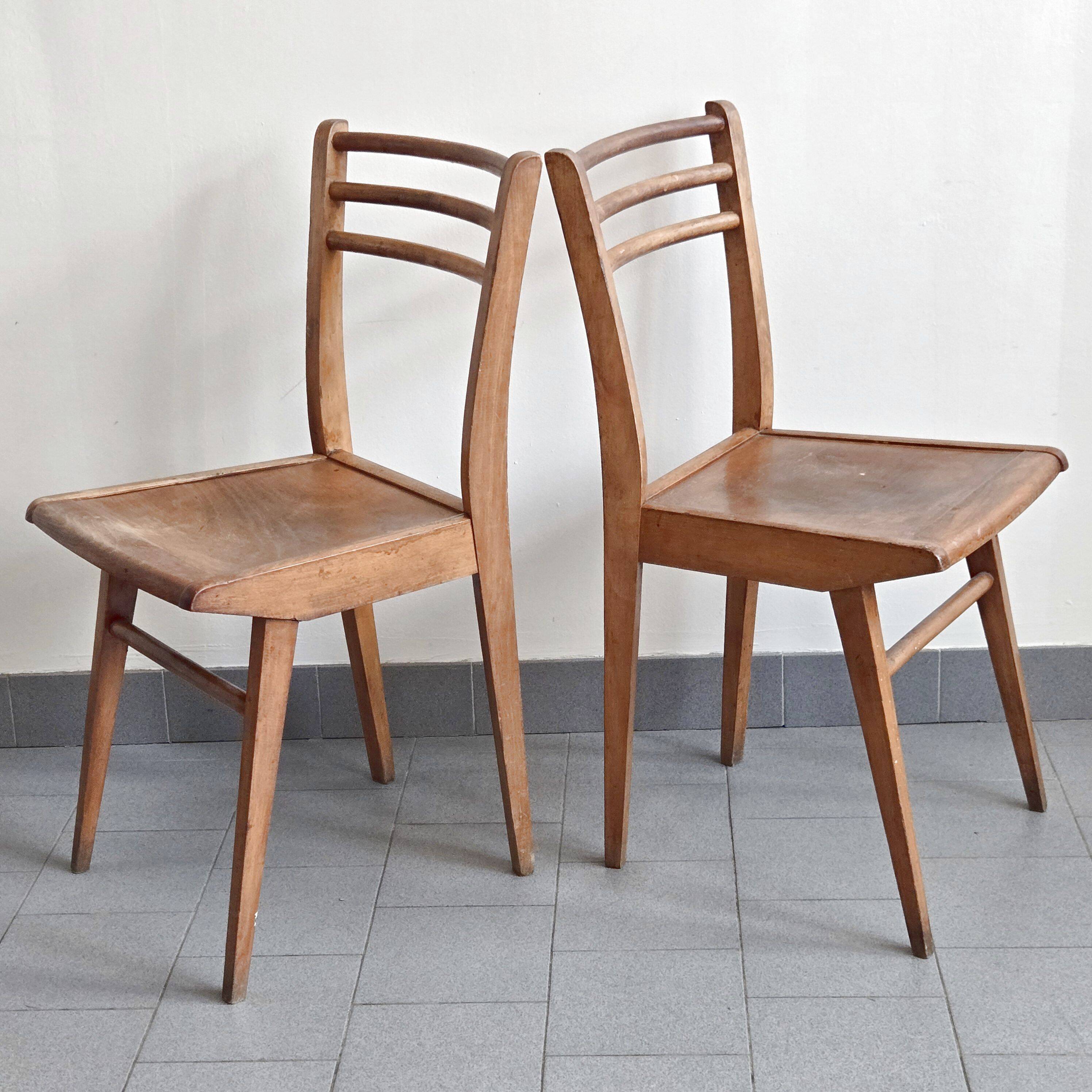 Suite de 4 chaises bistrot Luterma 1950 vintage