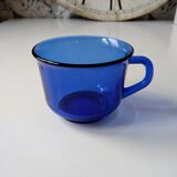 Set of 6 vintage arcoroc transparent Indigo blue glass cups