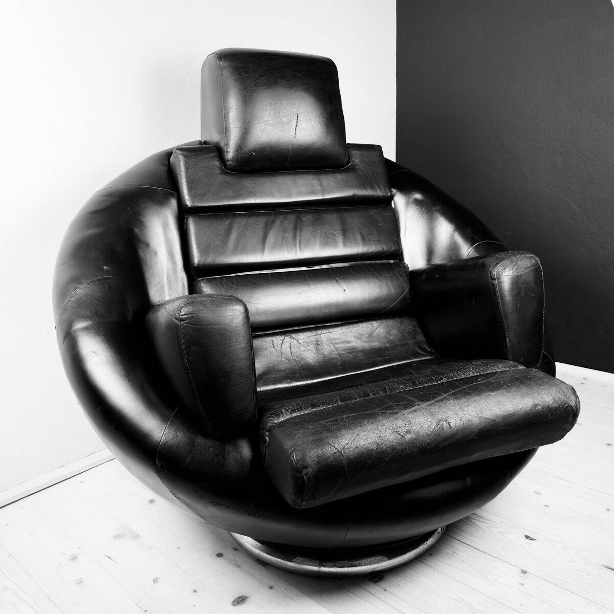 Brutalist black armchair by Boris Krstulović, Yugoslavia, Croatia, 1970s.